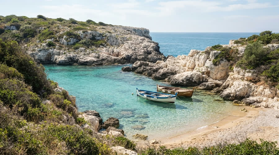 Una cala di acqua turchese sulla costa adriatica pugliese