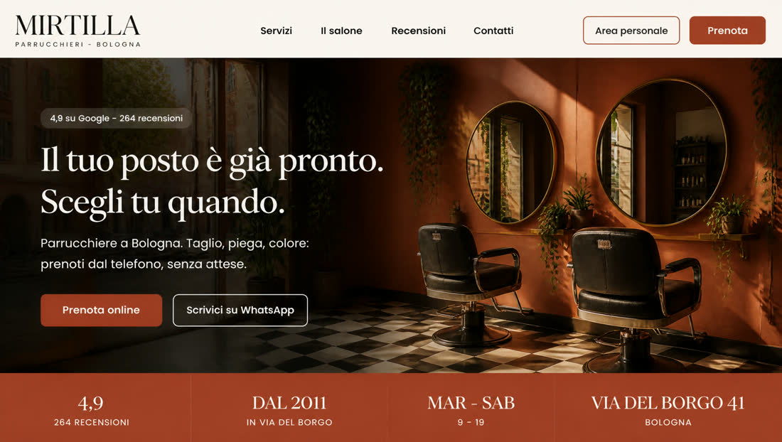 Home page del sito del Salone Mirtilla